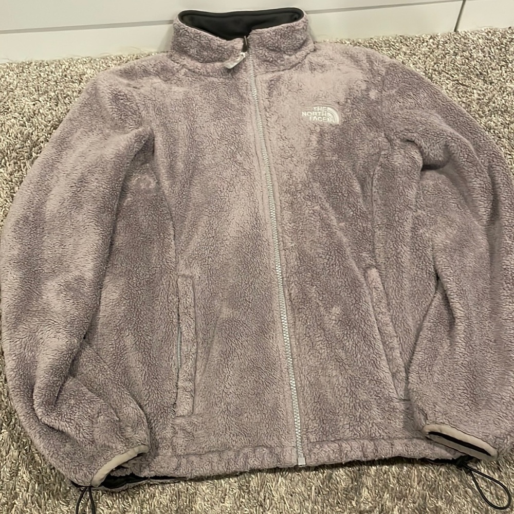 Gray fuzzy north face